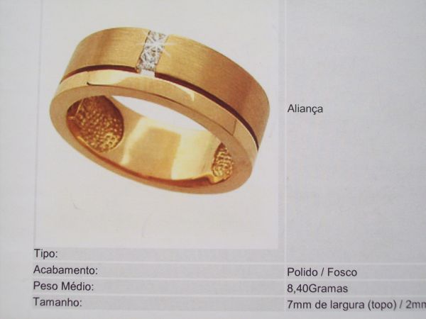 aliança casal  cod 3033 fosco/polido / 2 ponto