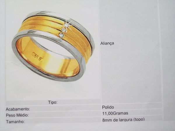 aliança cod 3018 acabamento polido 11 gms 3 pontos